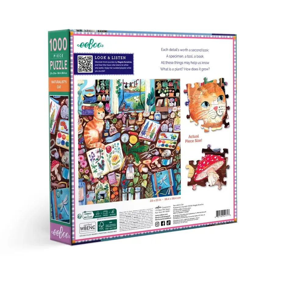 Naturalist's Cat 1000 Piece Jigsaw Puzzle eeBoo (ONLINE ORDER ONLY)
