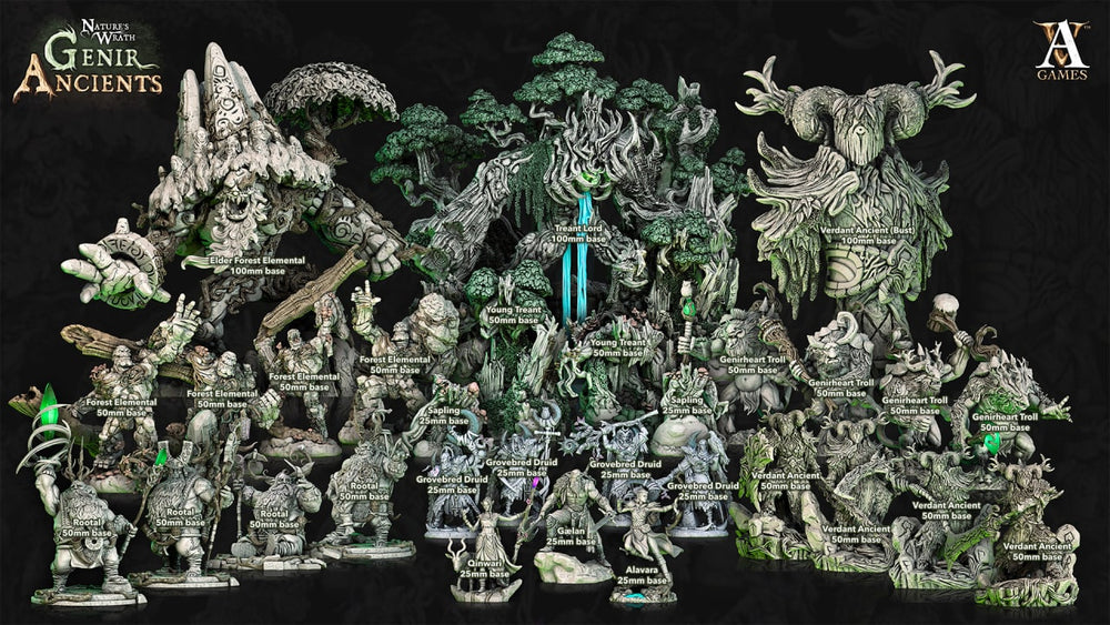 3D Printed Archvillain Games Nature's Wrath Genir Ancients - Young Treants 28mm 32mm D&D (Online Only)