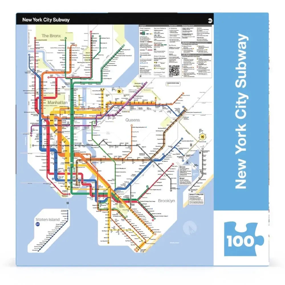 New York City Subway Map MTA 100 Piece Mini Jigsaw Puzzle NYPC (ONLINE ORDER ONLY)