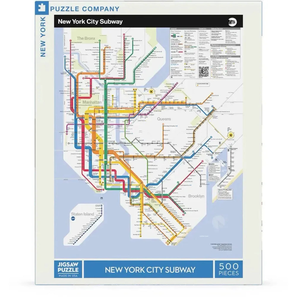 New York City Subway Map MTA 500 Piece Jigsaw Puzzle NYPC (ONLINE ORDER ONLY)