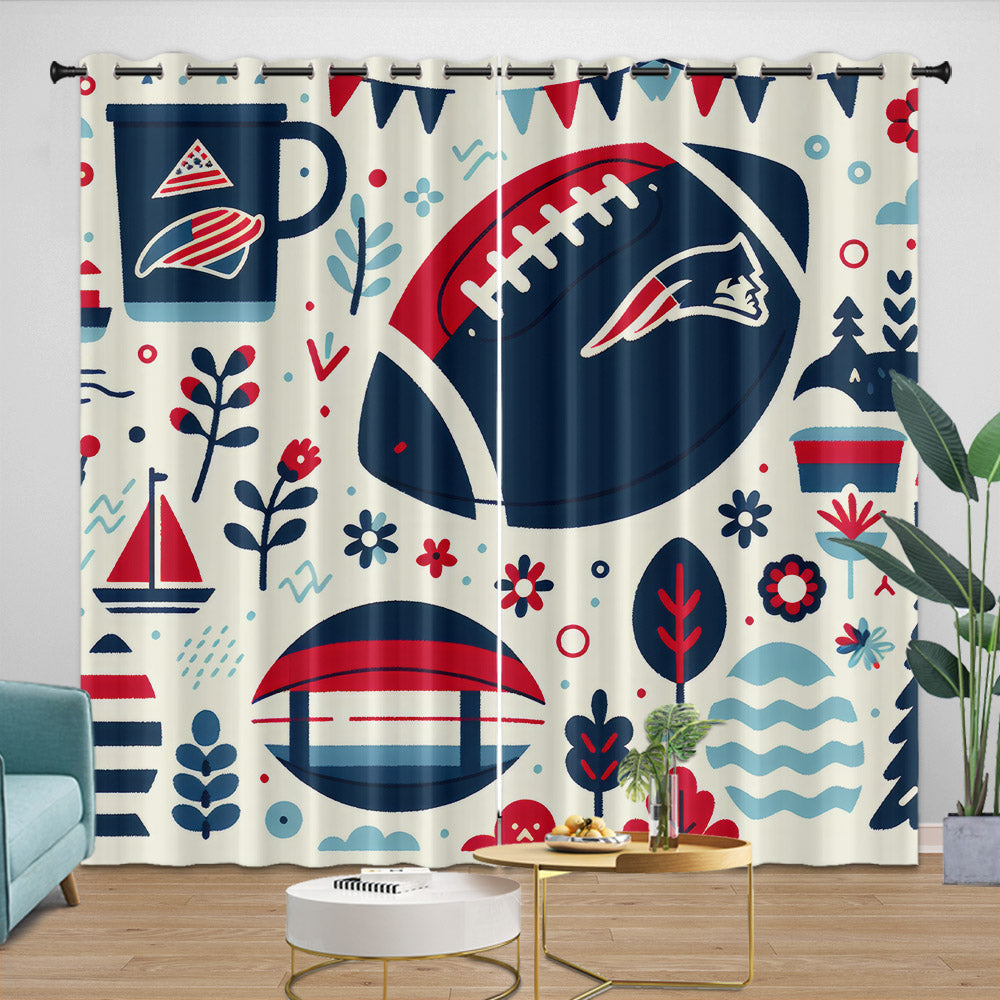 New England Patriots Curtains Blackout Window Drapes Room Decoration (Online Order Only)