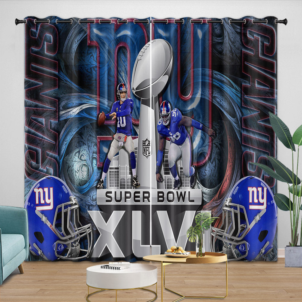 New York Giants Curtains Blackout Window Drapes Room Decoration (Online Order Only)