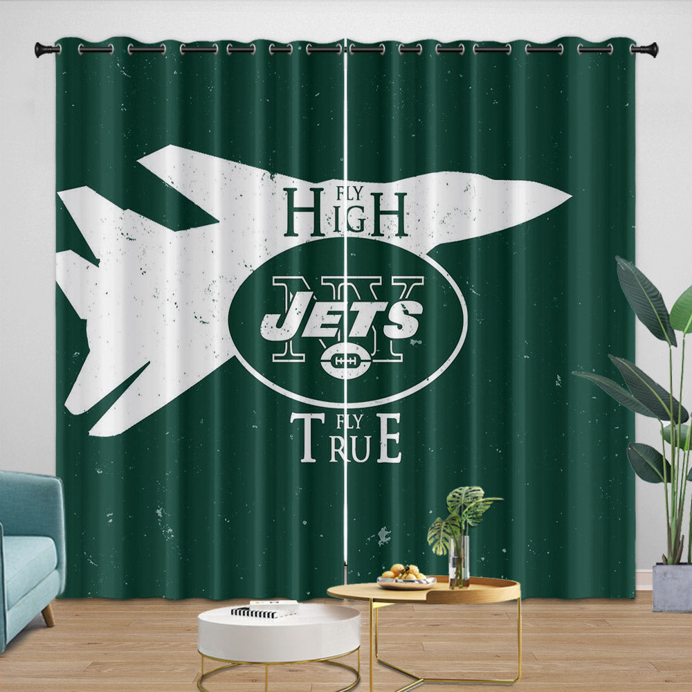 New York Jets Curtains Blackout Window Drapes Room Decoration (Online Order Only)