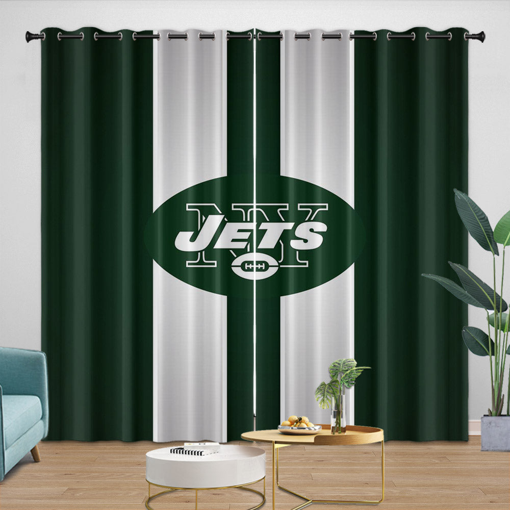 New York Jets Curtains Blackout Window Drapes Room Decoration (Online Order Only)