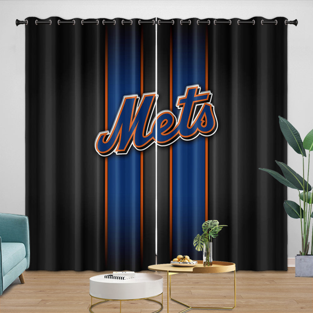 New York Mets Curtains Blackout Window Drapes Room Decoration (Online Order Only)