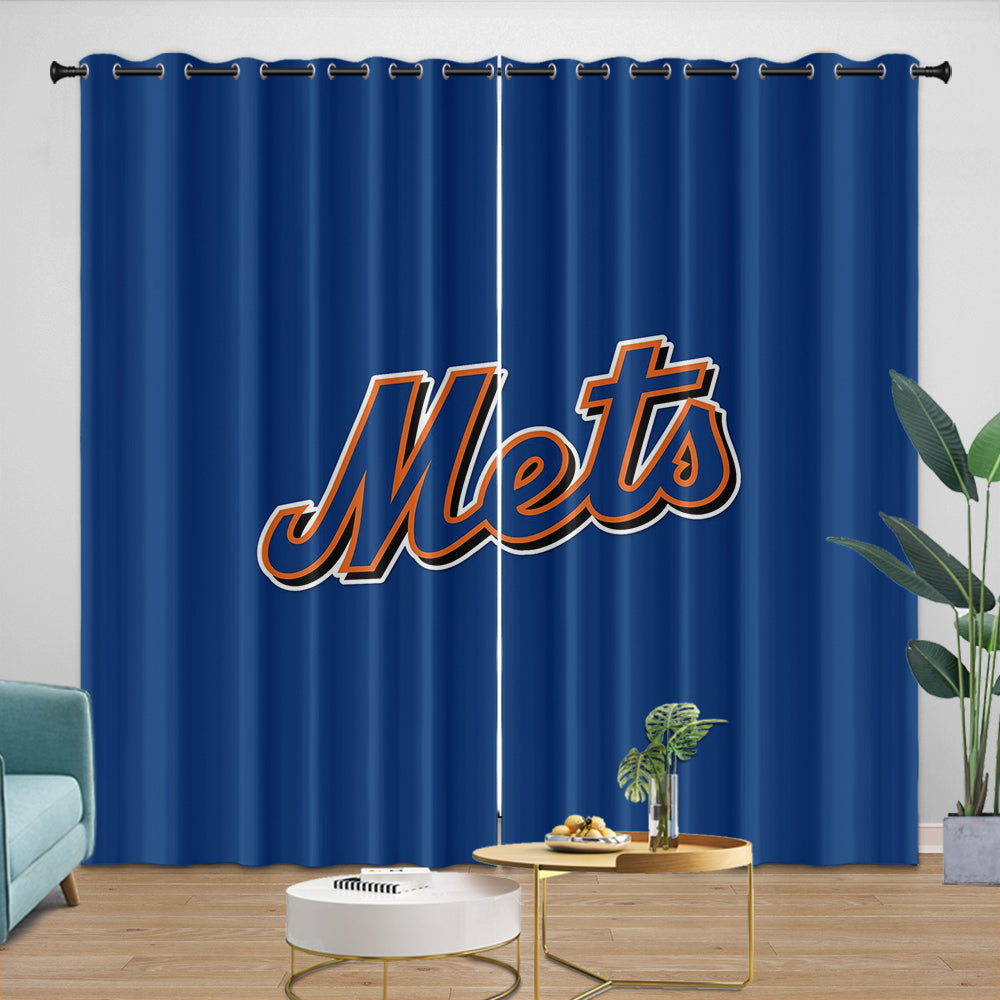New York Mets Curtains Blackout Window Drapes Room Decoration (Online Order Only)