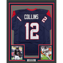 Framed Autographed/Signed Nico Collins 35x39 Houston Blue Rookie Football Jersey JSA COA