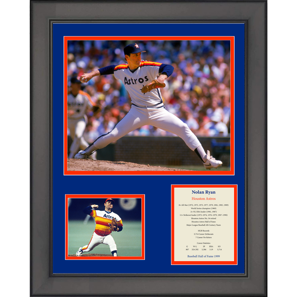 Framed Nolan Ryan Hall of Fame Houston Astros Baseball 11"x14" Three Photo Collage (ONLINE ORDER ONLY)