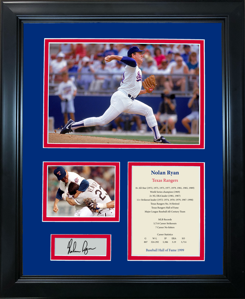 Framed Nolan Ryan Hall of Fame Facsimile Laser Engraved Signature Auto Texas Rangers Baseball 11"x14" Photo Sig Collage (ONLINE ORDER ONLY)