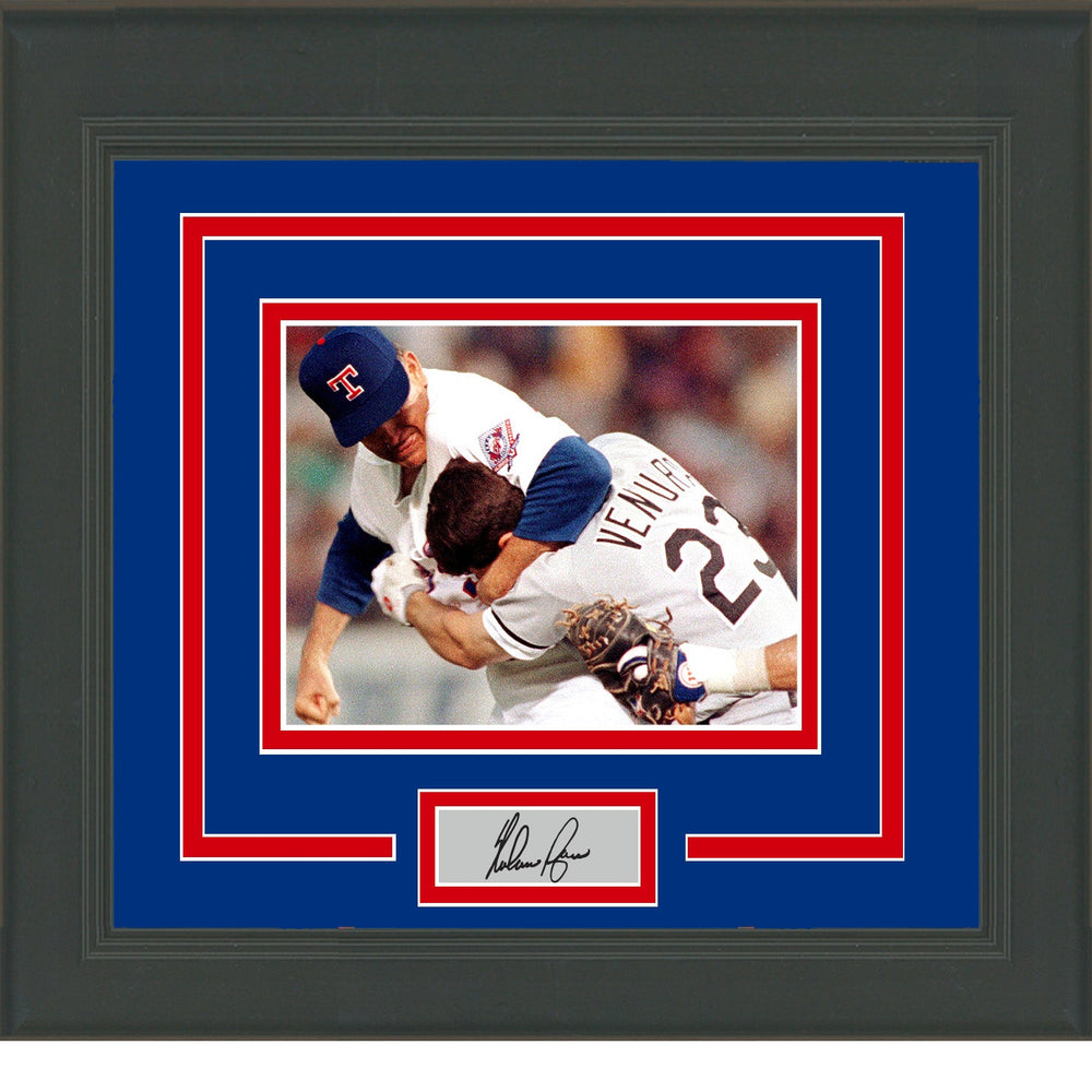 Framed Nolan Ryan Fight Facsimile Laser Engraved Signature Auto Texas Rangers 11x14 Baseball Photo (ONLINE ORDER ONLY)
