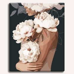 White Peonies in Love - Paint By Numbers Kit (ONLINE ORDER ONLY)