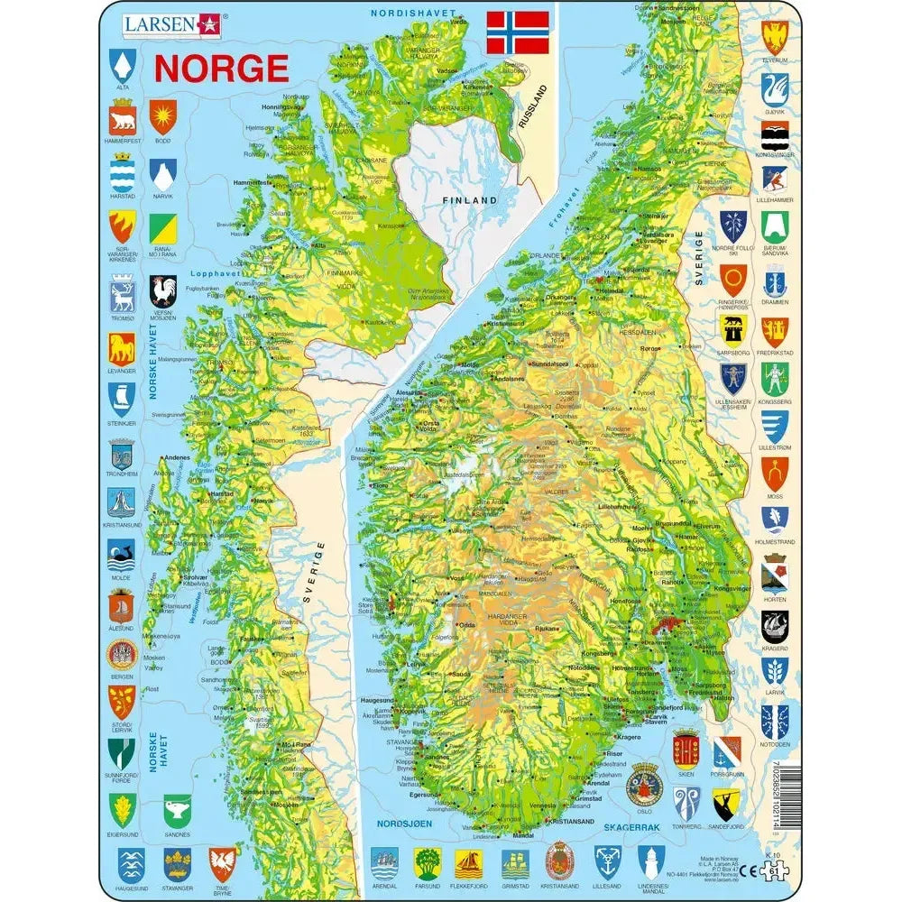 Norway Map 61 Piece Tray Jigsaw Puzzle Larsen (ONLINE ORDER ONLY)