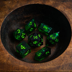 Nox Green Handmade Resin DND Dice Set (ONLINE ORDER ONLY)