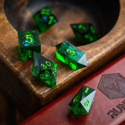 Nox Green Handmade Resin DND Dice Set (ONLINE ORDER ONLY)