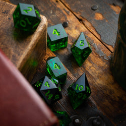 Nox Green Handmade Resin DND Dice Set (ONLINE ORDER ONLY)
