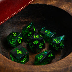 Nox Green Handmade Resin DND Dice Set (ONLINE ORDER ONLY)