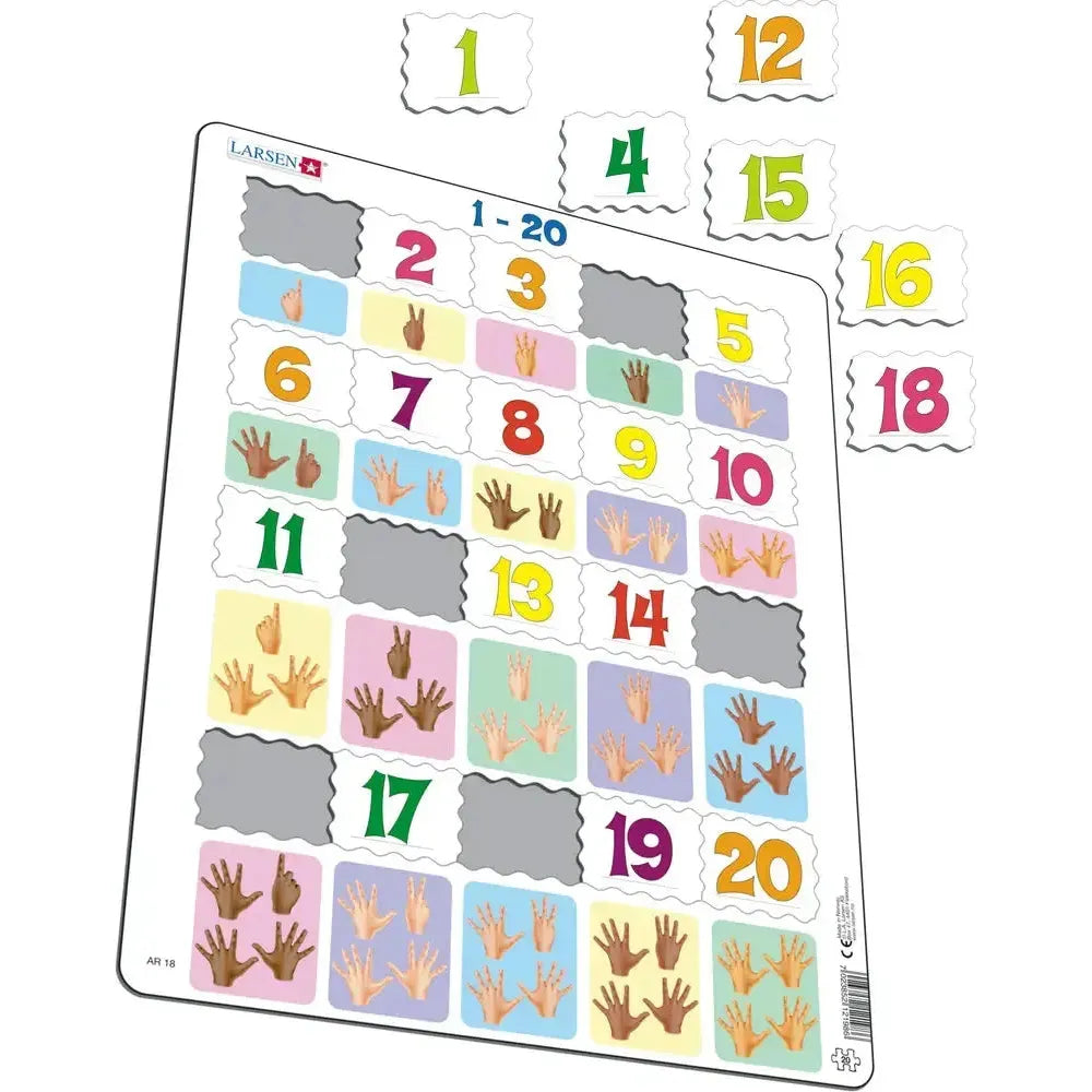 Numbers 1-20 20 Piece Tray Jigsaw Puzzle Larsen (ONLINE ORDER ONLY)