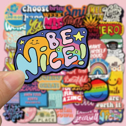 50 English Slogans Simple Cute Girly Style DIY Self-Adhesive Luggage Graffiti Waterproof Journal Stickers Ins (ONLINE ORDER ONLY)
