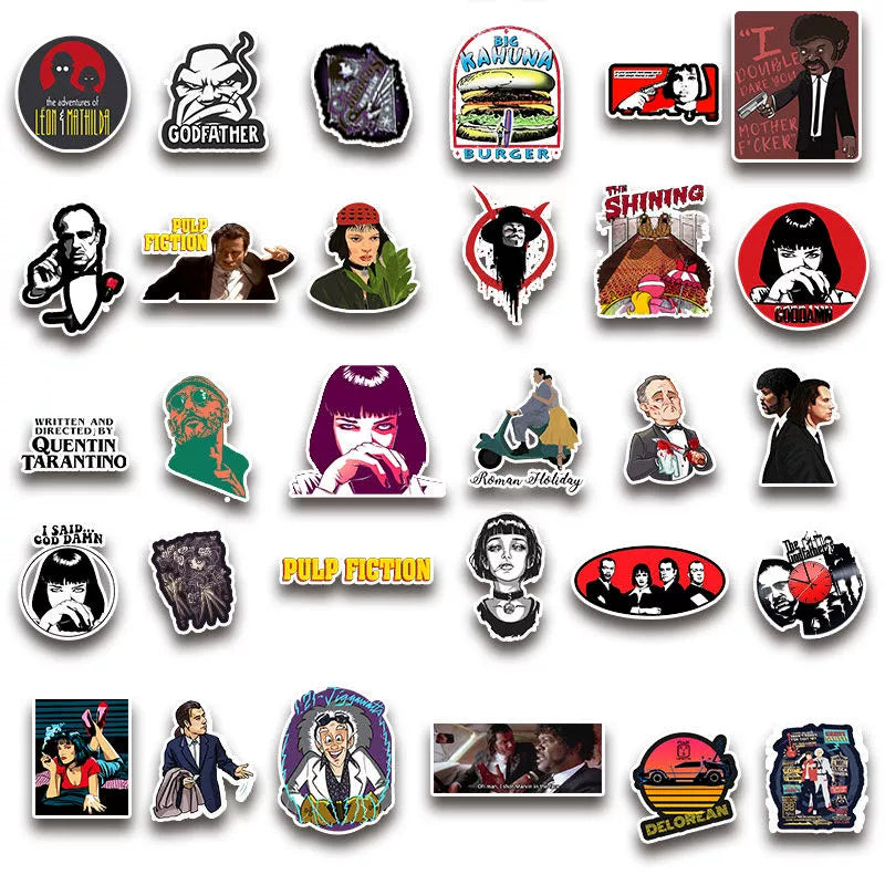 100 Classic Movie Graffiti Stickers Pulp Fiction Godfather and Other Best Selling Notebook Luggage Guitar Stickers (ONLINE ORDER ONLY)