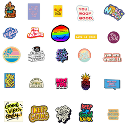 50 Sheets Inspirational Ins English Phrase Graffiti Stickers Luggage Electric Motorcycle Helmet Notebook Waterproof Stickers (Online Order Only)