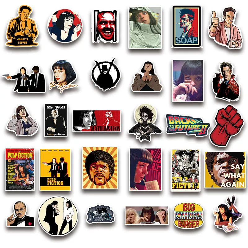 100 Classic Movie Graffiti Stickers Pulp Fiction Godfather and Other Best Selling Notebook Luggage Guitar Stickers (ONLINE ORDER ONLY)
