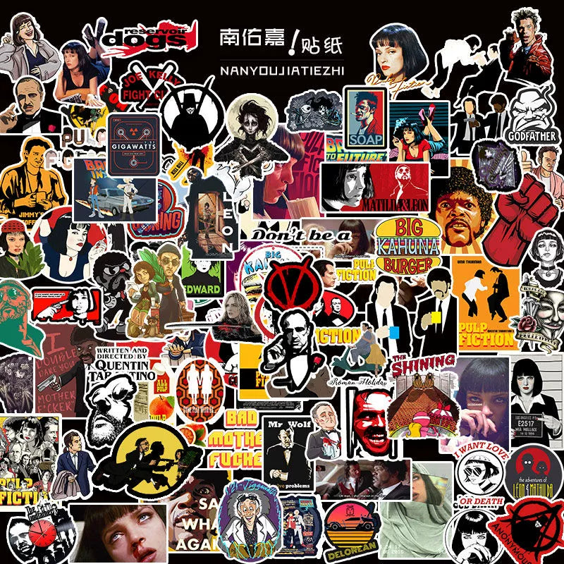 100 Classic Movie Graffiti Stickers Pulp Fiction Godfather and Other Best Selling Notebook Luggage Guitar Stickers (ONLINE ORDER ONLY)