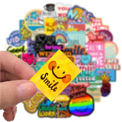 50 Sheets Inspirational Ins English Phrase Graffiti Stickers Luggage Electric Motorcycle Helmet Notebook Waterproof Stickers (Online Order Only)
