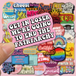 50 English Slogans Simple Cute Girly Style DIY Self-Adhesive Luggage Graffiti Waterproof Journal Stickers Ins (ONLINE ORDER ONLY)