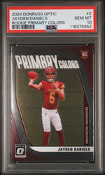 Graded 2024 Panini Donruss Optic Jayden Daniels #2 Primary Colors Rookie RC Football Card PSA 10 Gem Mint