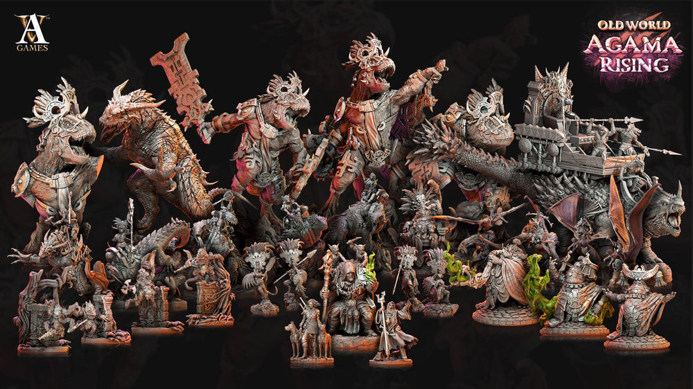 3D Printed Archvillain Games Old World Agama Rising - Titanoceratus Warband 28mm 32mm D&D (Online Only)