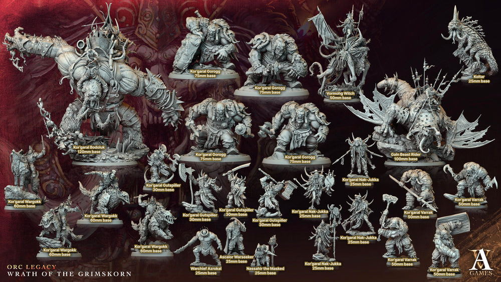3D Printed Archvillain Games Kor'garal Varrak Orc Legacy Wrath of the Grimskorn 28 32mm D&D (Online Only)