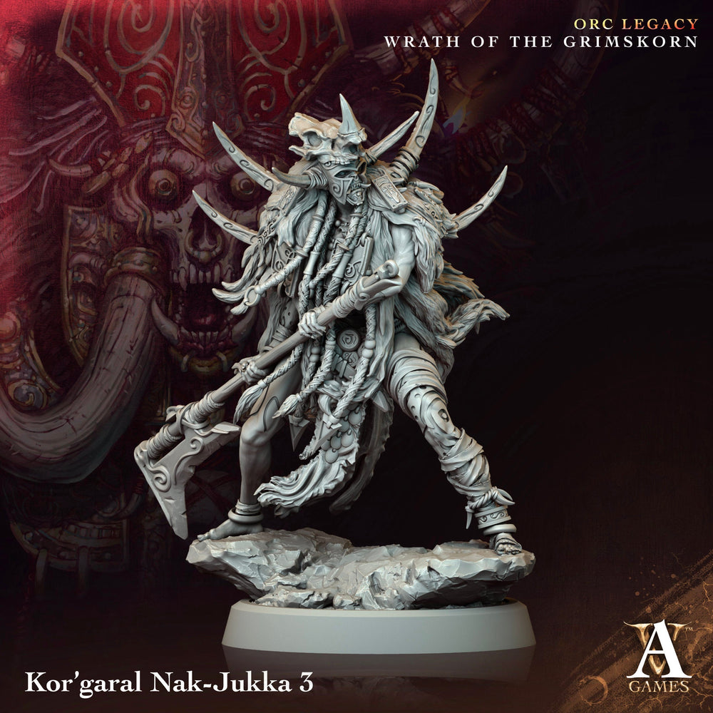 3D Printed Archvillain Games Kor’garal Nak Jukka Orc Legacy Wrath of the Grimskorn 28 32mm D&D (Online Only)