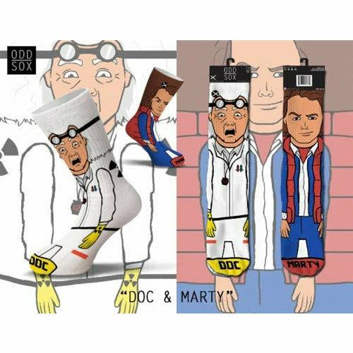 Back to the Future "Doc & Marty" Men's 360 Knit Mix-Match Socks (Size 6-13) (ONLINE ORDER ONLY)