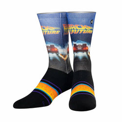 Back to the Future "Back in Time" Men's Crew Straight Down Sublimation Socks (Size 8-12) (ONLINE ORDER ONLY)