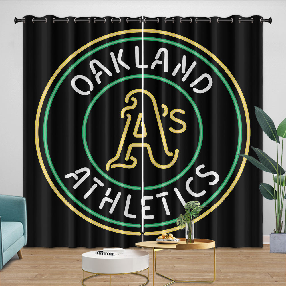 Oakland Athletics Curtains Blackout Window Drapes Room Decoration (Online Order Only)