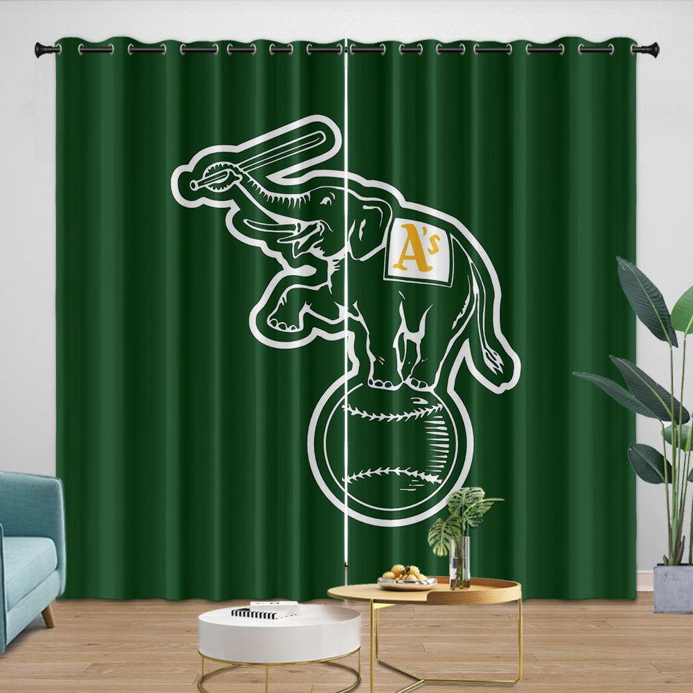 Oakland Athletics Curtains Blackout Window Drapes Room Decoration (Online Order Only)