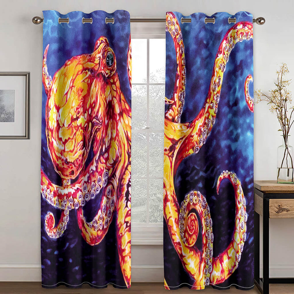 Octopus Curtains Blackout Window Treatments Drapes for Room Decoration (Online Order Only)