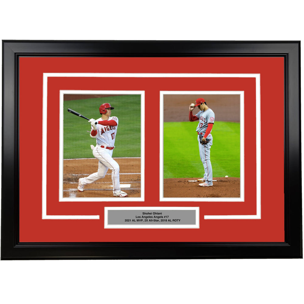 Framed Shohei Ohtani Los Angeles Angels 17x23 Dual Baseball Photo