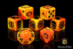 Orange Fire - Bloody Football Dice (Set of 7) (ONLINE ORDER ONLY)