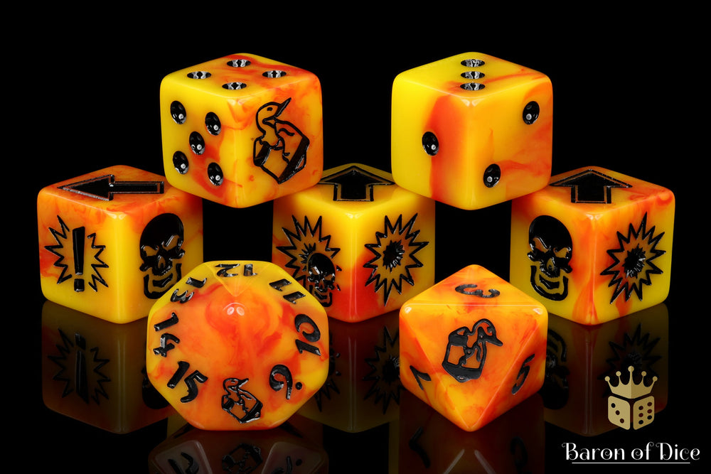 Orange Fire - Bloody Football Dice (Set of 7) (ONLINE ORDER ONLY)
