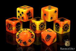 Orange Fire - Bloody Football Dice (Set of 7) (ONLINE ORDER ONLY)