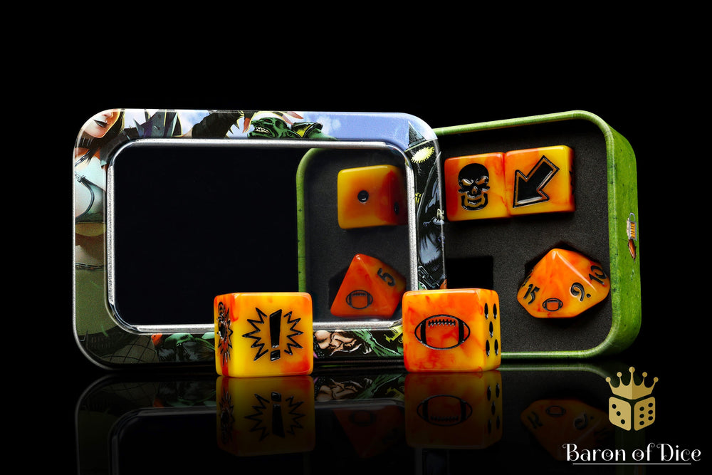 Orange Fire - Bloody Football Dice (Set of 7) (ONLINE ORDER ONLY)