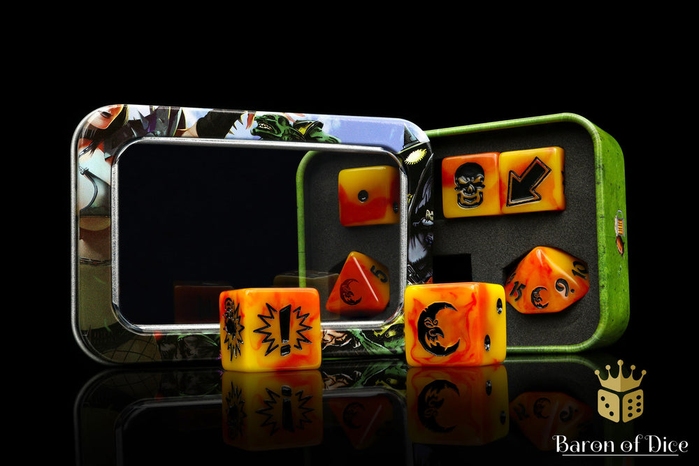 Orange Fire - Bloody Football Dice (Set of 7) (ONLINE ORDER ONLY)