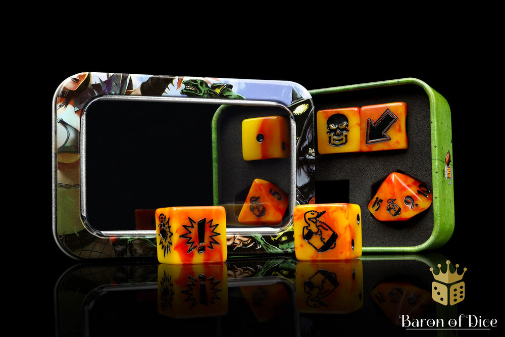 Orange Fire - Bloody Football Dice (Set of 7) (ONLINE ORDER ONLY)