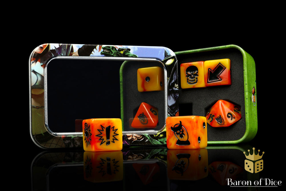Orange Fire - Bloody Football Dice (Set of 7) (ONLINE ORDER ONLY)