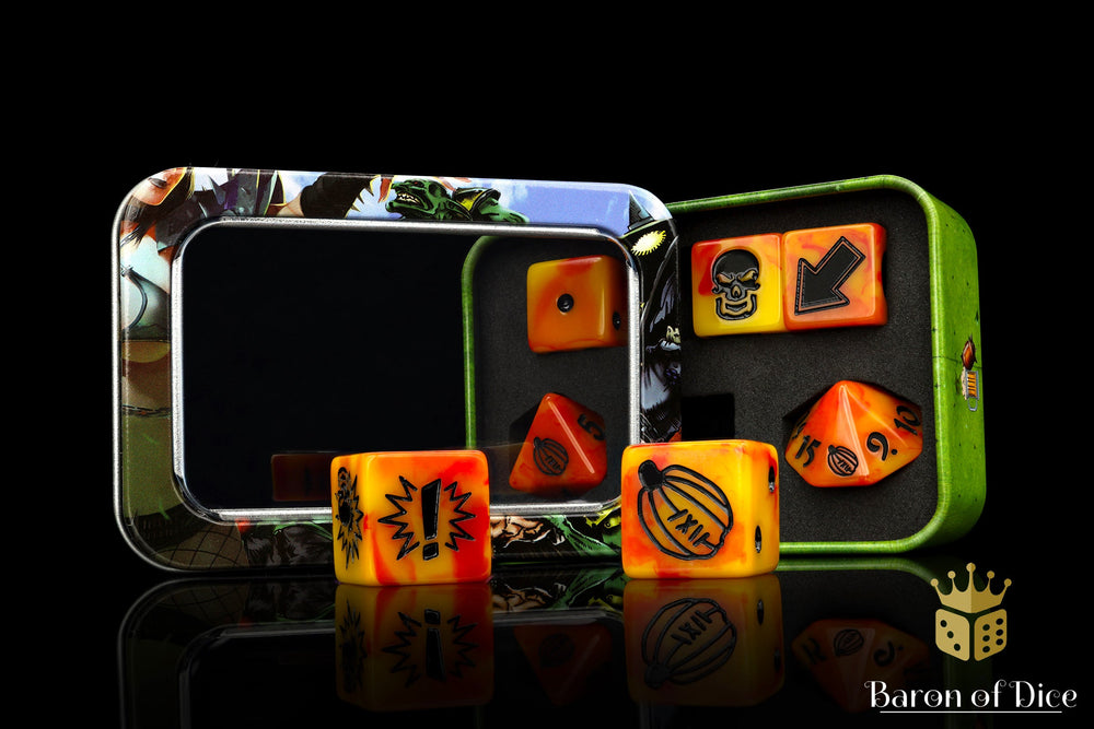 Orange Fire - Bloody Football Dice (Set of 7) (ONLINE ORDER ONLY)