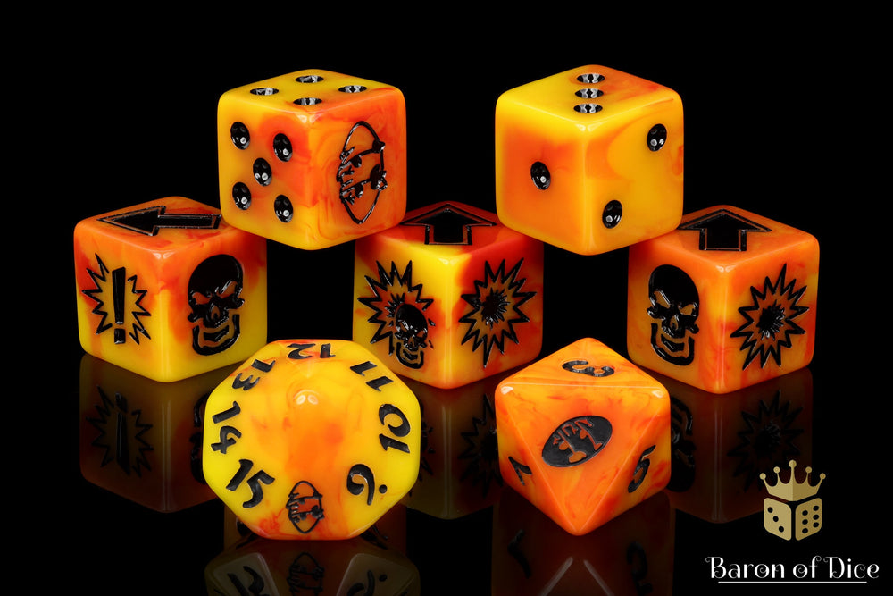 Orange Fire - Bloody Football Dice (Set of 7) (ONLINE ORDER ONLY)