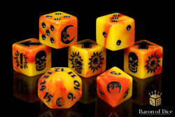 Orange Fire - Bloody Football Dice (Set of 7) (ONLINE ORDER ONLY)
