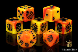 Orange Fire - Bloody Football Dice (Set of 7) (ONLINE ORDER ONLY)
