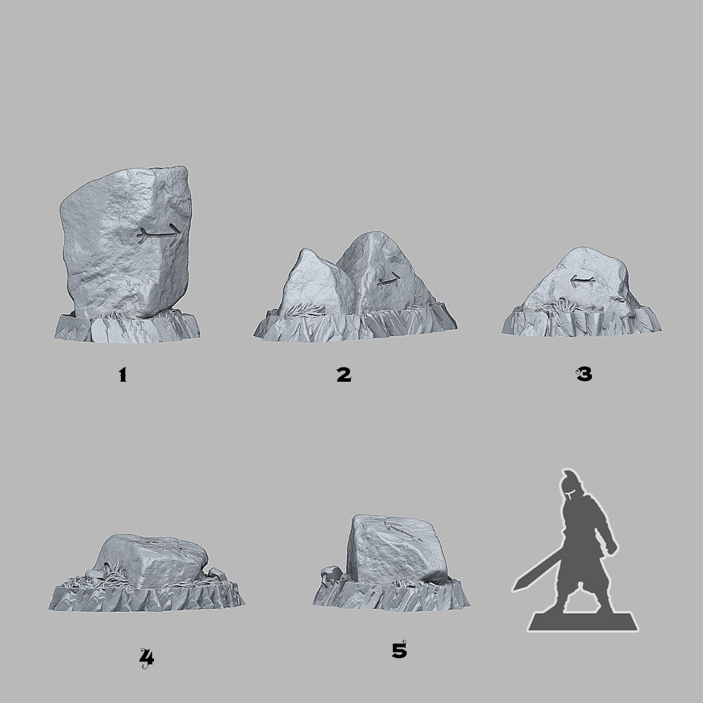3D Printed Fantastic Plants and Rocks Oriented Traveler Stones 28mm - 32mm D&D Wargaming (Online Only)